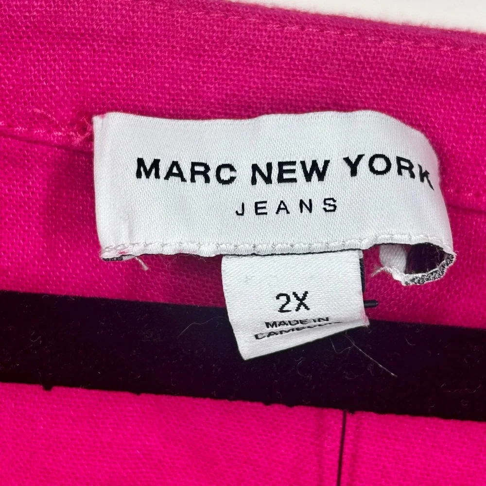 Marc New York Jeans Midweight Linen‎ Blend Twist Tie Hem Blouse Size 2X Beach - Picture 5 of 6
